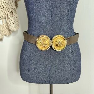 Gay Boyer Vintage 1980s Gold Round Buckle Belt Medium